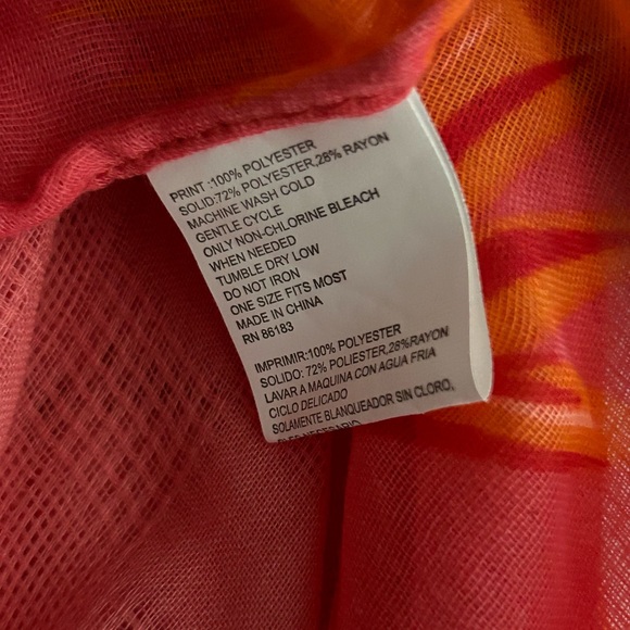 Coral peach long print scarf - Picture 4 of 7